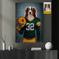 Funny Personalized Football Dog Canvas Painting, My Quarterback Has Four Paws Wall Art Decor, Poster Gift For Dog Lover, Football Lover