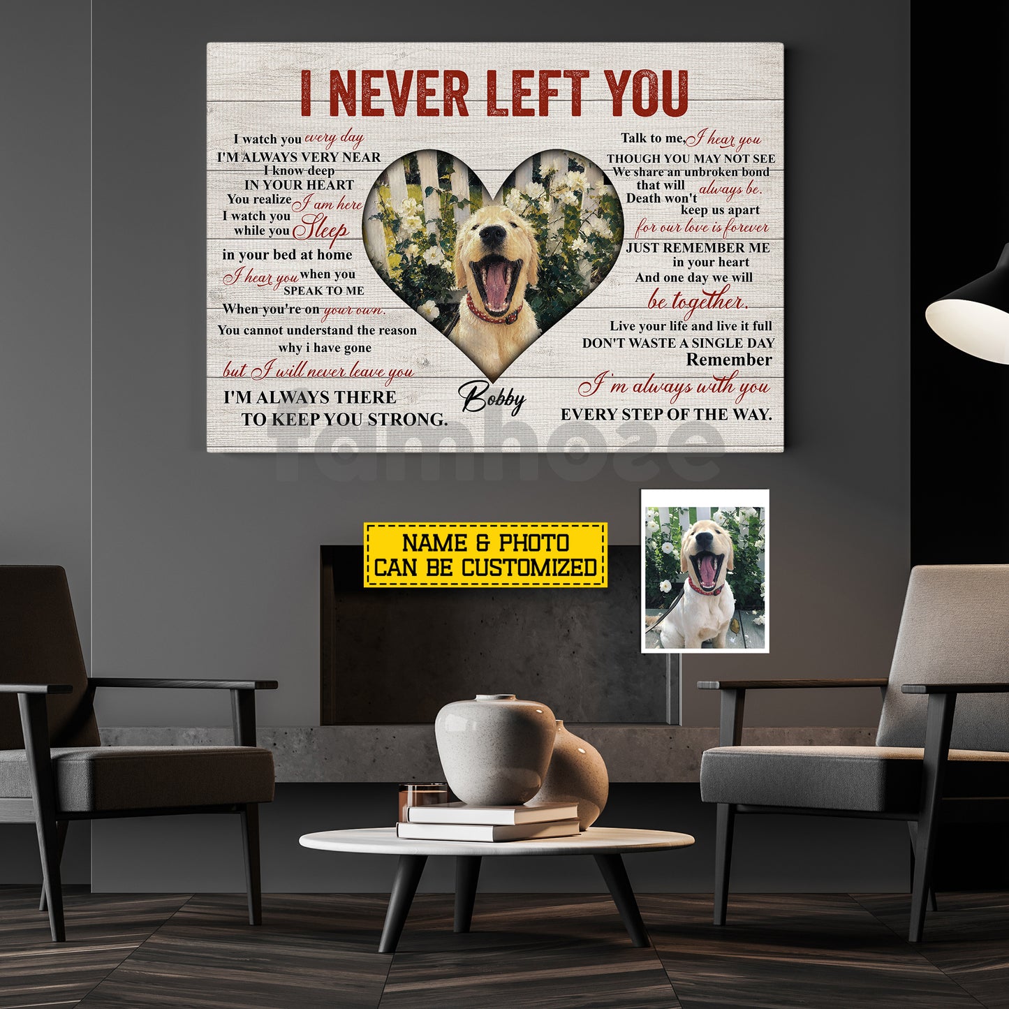 Personalized Dog Loss Keepsake & Memories Canvas Painting, I Never Left You Wall Art Decor, Poster Gift For Dog Lovers