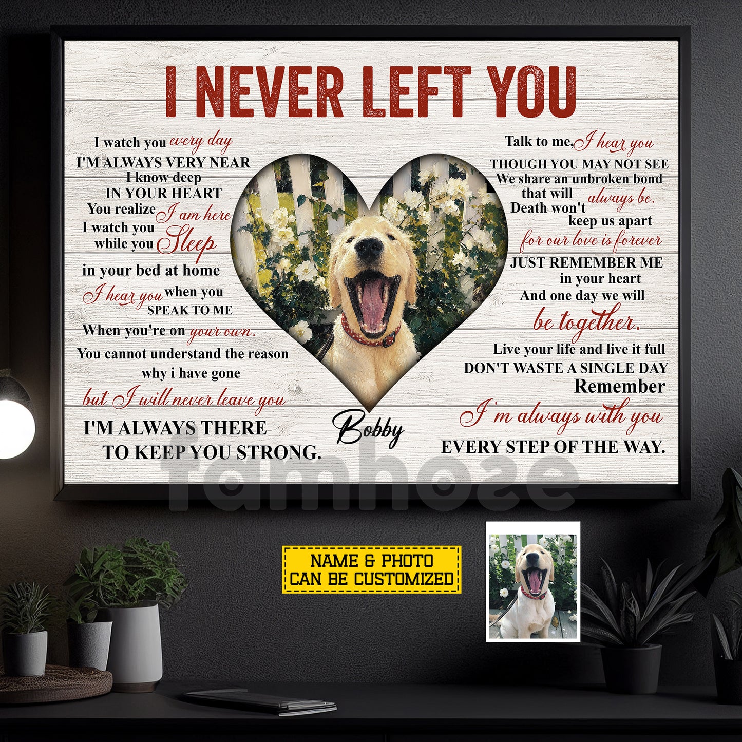 Personalized Dog Loss Keepsake & Memories Canvas Painting, I Never Left You Wall Art Decor, Poster Gift For Dog Lovers
