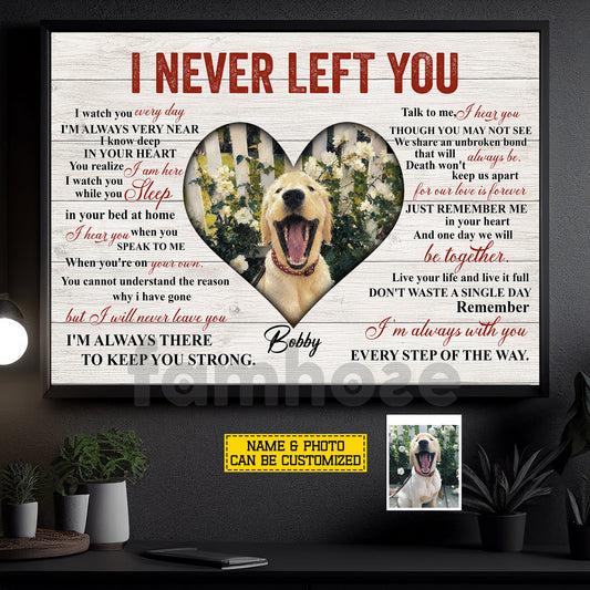 Personalized Dog Loss Keepsake & Memories Canvas Painting, I Never Left You Wall Art Decor, Poster Gift For Dog Lovers