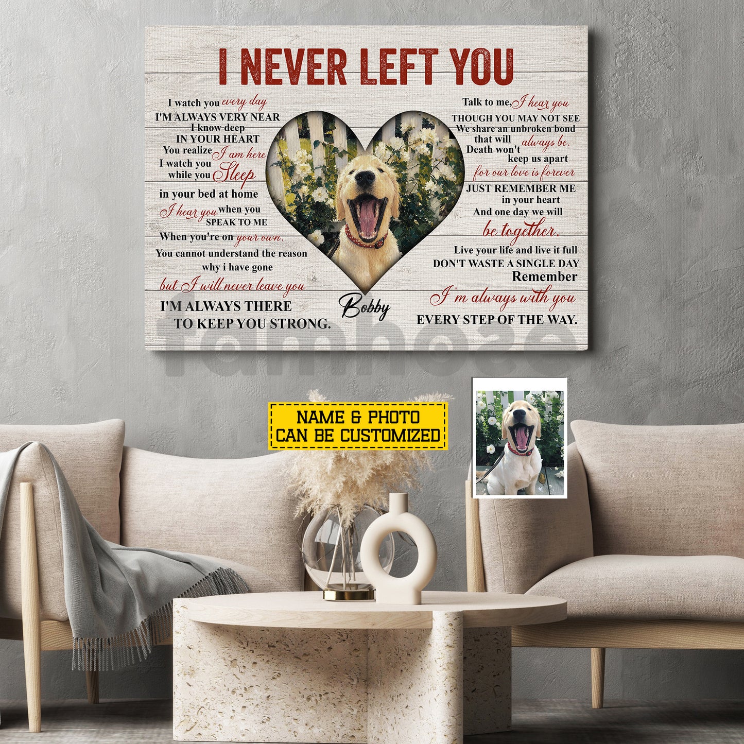 Personalized Dog Loss Keepsake & Memories Canvas Painting, I Never Left You Wall Art Decor, Poster Gift For Dog Lovers