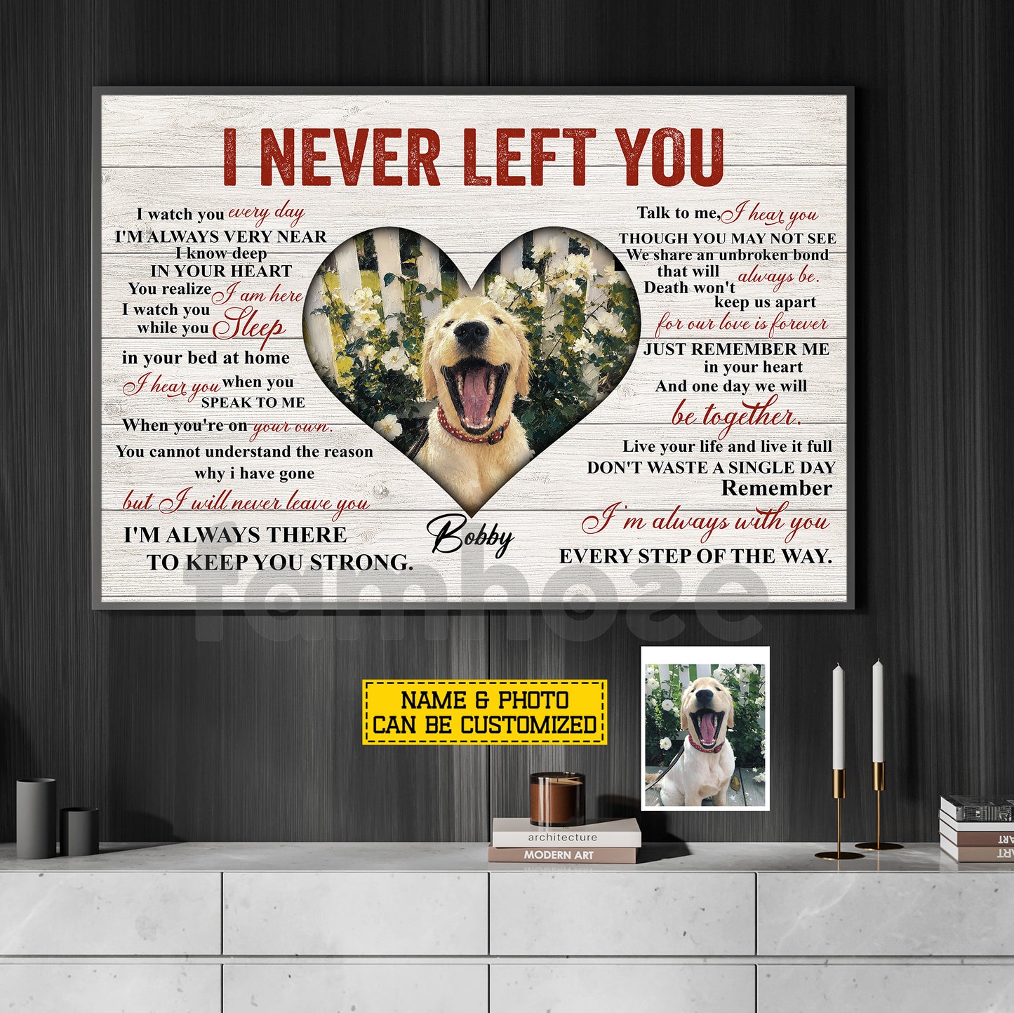 Personalized Dog Loss Keepsake & Memories Canvas Painting, I Never Left You Wall Art Decor, Poster Gift For Dog Lovers