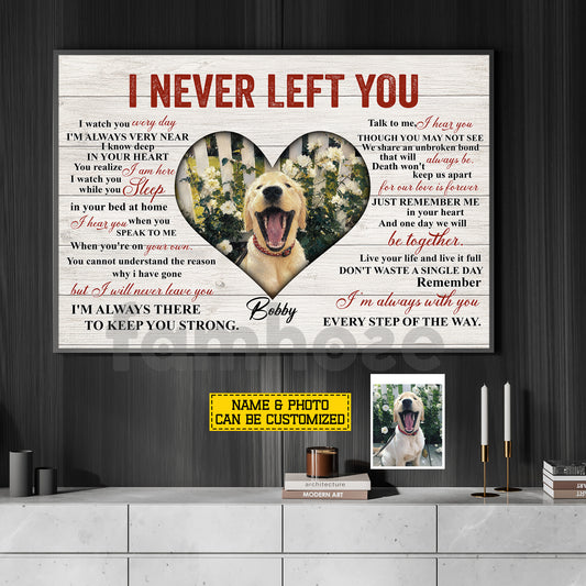 Personalized Dog Loss Keepsake & Memories Canvas Painting, I Never Left You Wall Art Decor, Poster Gift For Dog Lovers