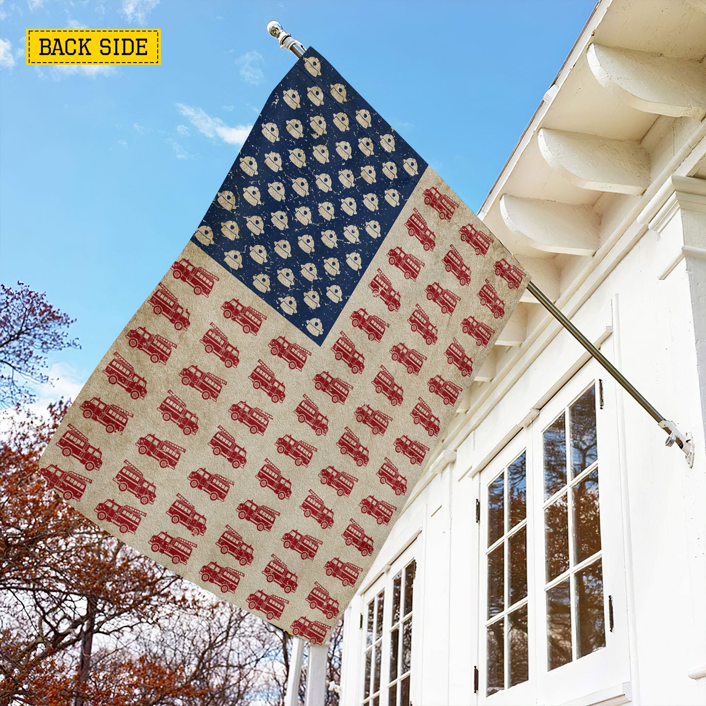 July 4th Firefighter USA Garden Flag & House Flag, Courage Runs Red Firefighter Patriotic Outdoor Decor, Independence Day Yard Flag Gift For Firefighter Lover