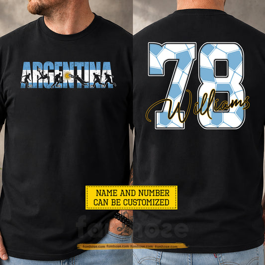 Personalized Argentina Soccer Team Two-sided T-shirt, Argentina Soccer Legends Sport Tees Gift For Argentina Soccer Team Lover
