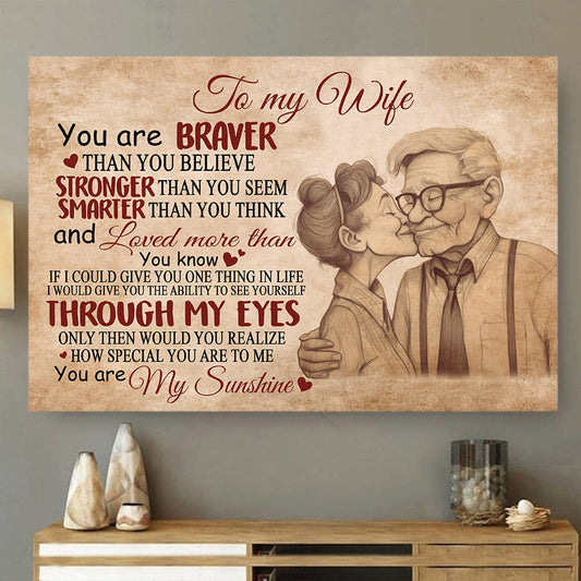 To My Wife You Are My Sunshine, Valentine's Day Couple Canvas Painting, Love Wall Art Decor - Valentines Poster Gift For Old Wife From Old Husband