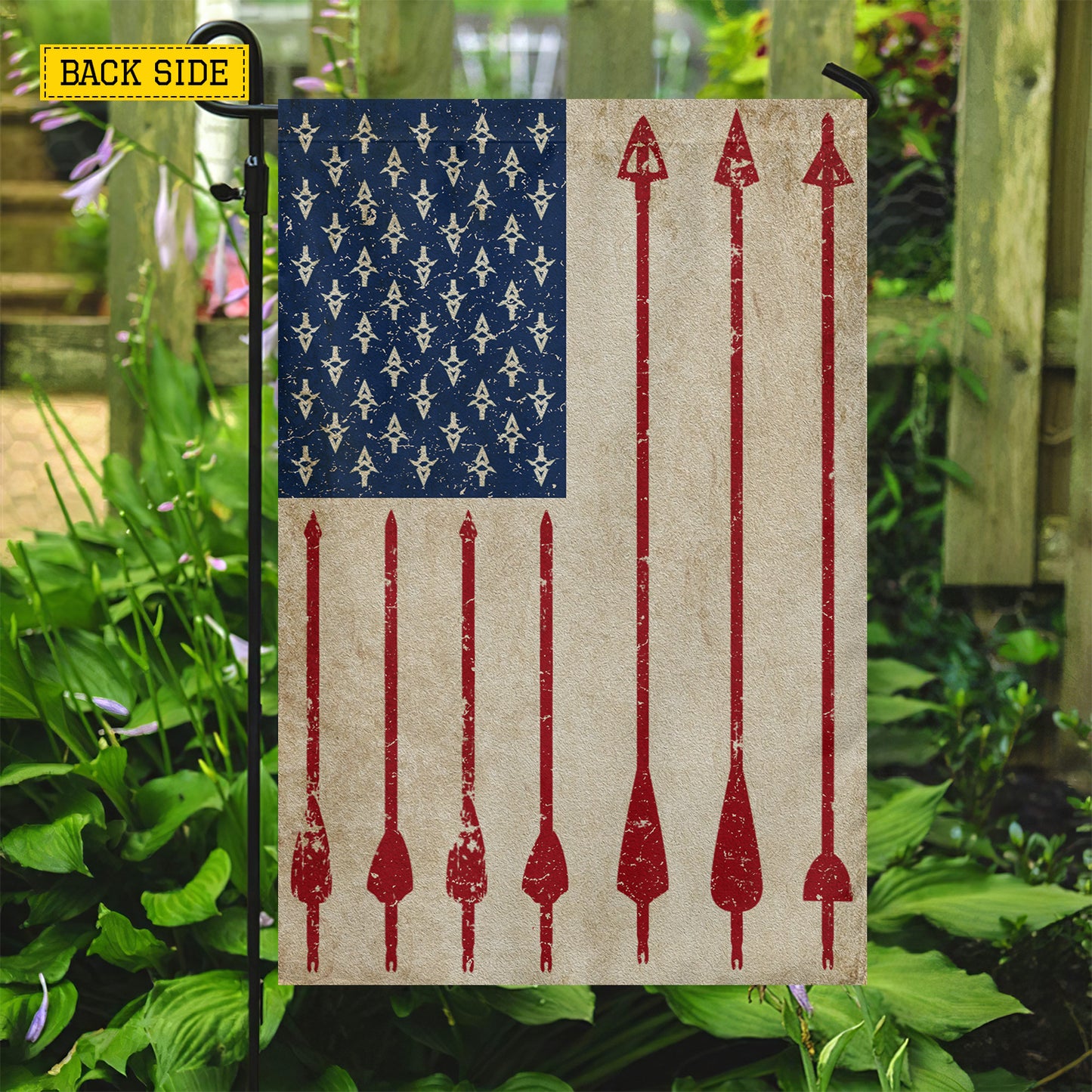 July 4th Bow Hunting USA Garden Flag & House Flag, Stars Stripes And Broadheads Outdoor Decor, Independence Day Yard Flag Gift For Bow Hunting Lover