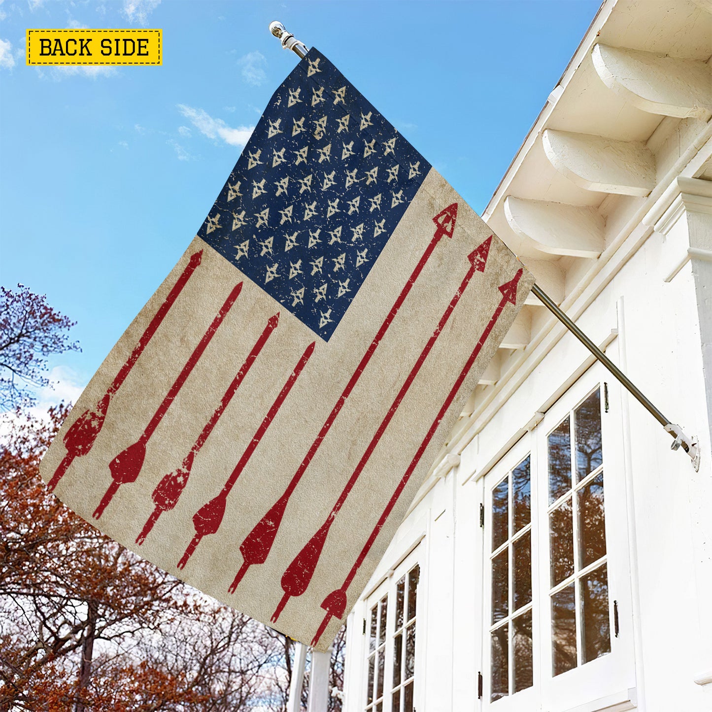 July 4th Bow Hunting USA Garden Flag & House Flag, Stars Stripes And Broadheads Outdoor Decor, Independence Day Yard Flag Gift For Bow Hunting Lover