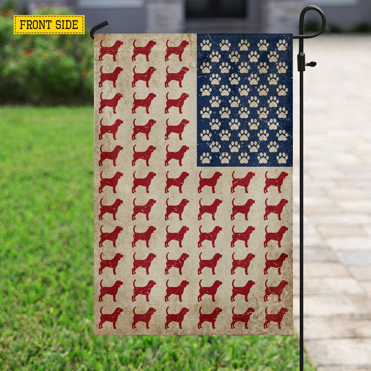 July 4th Beagle Dog USA Garden Flag & House Flag, Beagle Pride Wrapped In American Spirit Outdoor Decor, Independence Day Yard Flag Gift For Beagle Lover