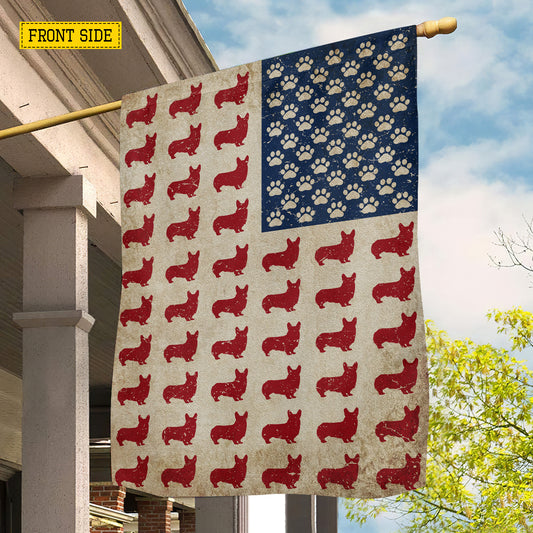 July 4th Corgi Dog USA Garden Flag & House Flag, Short Legs Big American Spirit Outdoor Decor, Independence Day Yard Flag Gift For Corgi Lover