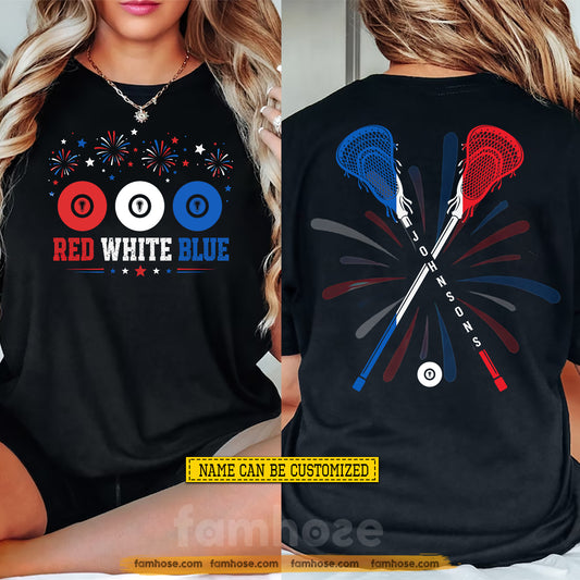 Personalized July 4th Lacrosse Two-sided T-shirt, Stars Stripes And Lacrosse Nights Sport Tees Independence Day Gift For Lacrosse Lover