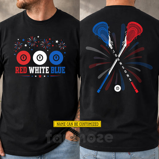 Personalized July 4th Lacrosse Two-sided T-shirt, Stars Stripes And Lacrosse Nights Sport Tees Independence Day Gift For Lacrosse Lover