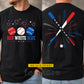 Personalized July 4th Baseball Two-sided T-shirt, Stars Stripes And Home Runs Sport Tees Independence Day Gift For Baseball Lover
