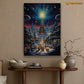 A Cosmic Fusion of Festivities and Extraterrestrial Wonder Christmas Canvas Painting, Xmas Wall Art Decor - Christmas Poster Gift