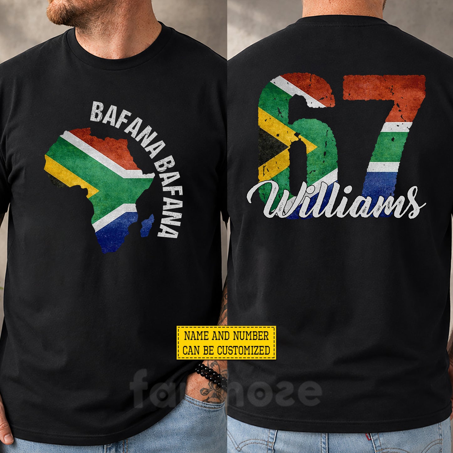 Personalized South Africa Soccer Team Two-sided T-shirt, Carry Your South African Roots Sport Tees Gift For South Africa Soccer Team Lover
