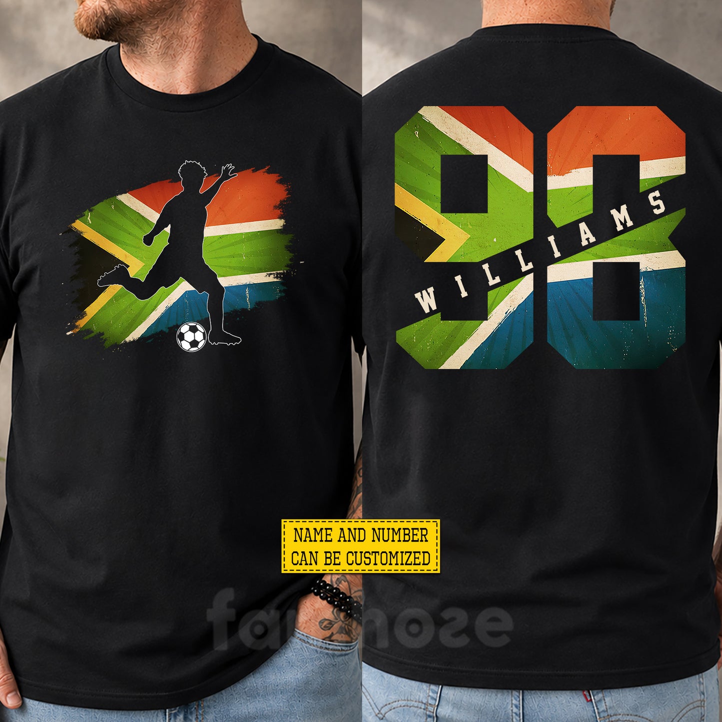 Personalized South Africa Soccer Team Two-sided T-shirt, Play For South Africa Sport Tees Gift For South Africa Soccer Team Lover