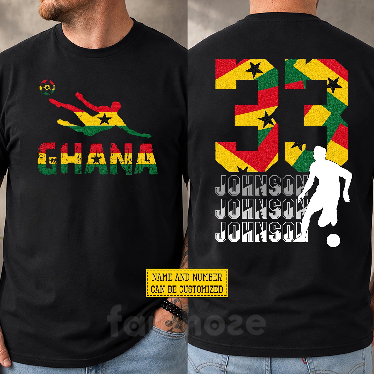 Personalized Ghana Soccer Team Two-sided T-shirt, Play For Ghana Sport Tees Gift For Ghana Soccer Team Lover