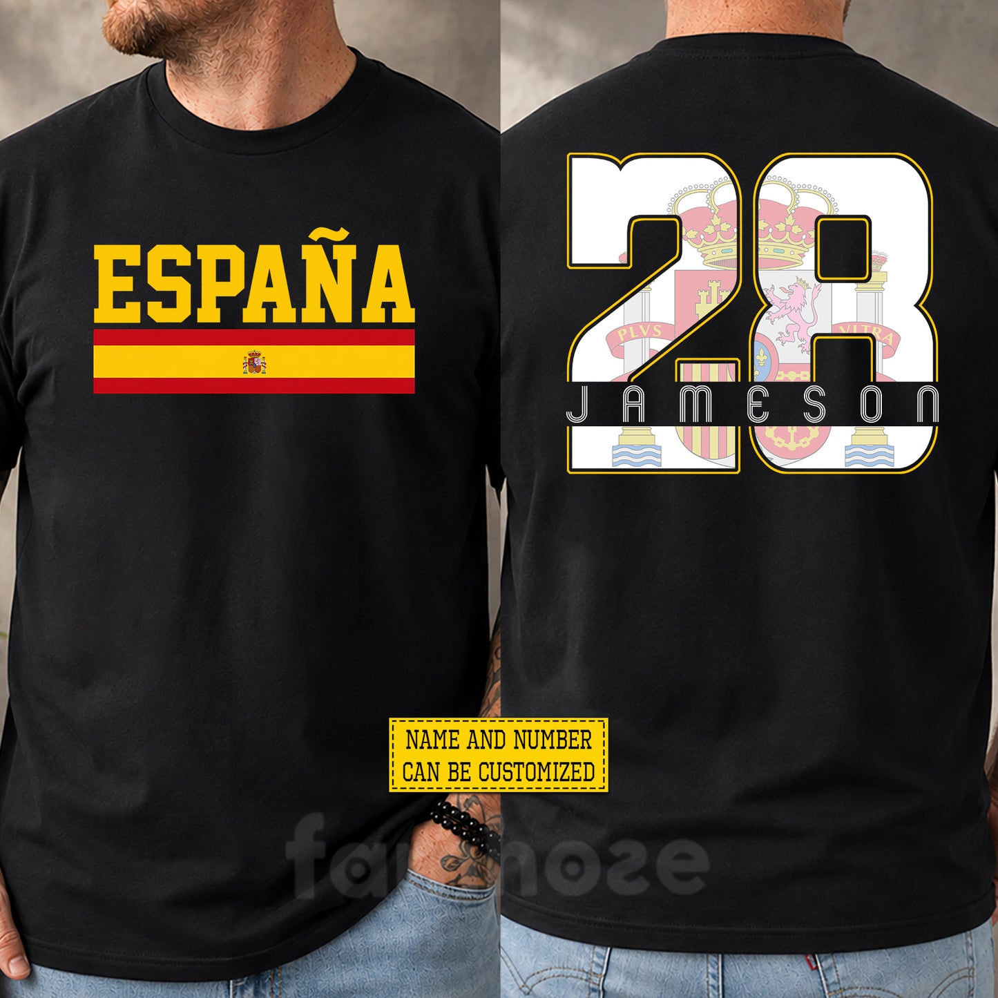 Personalized Spain Soccer Team Two-sided T-shirt, Viva España Sport Tees Gift For Soccer Lover