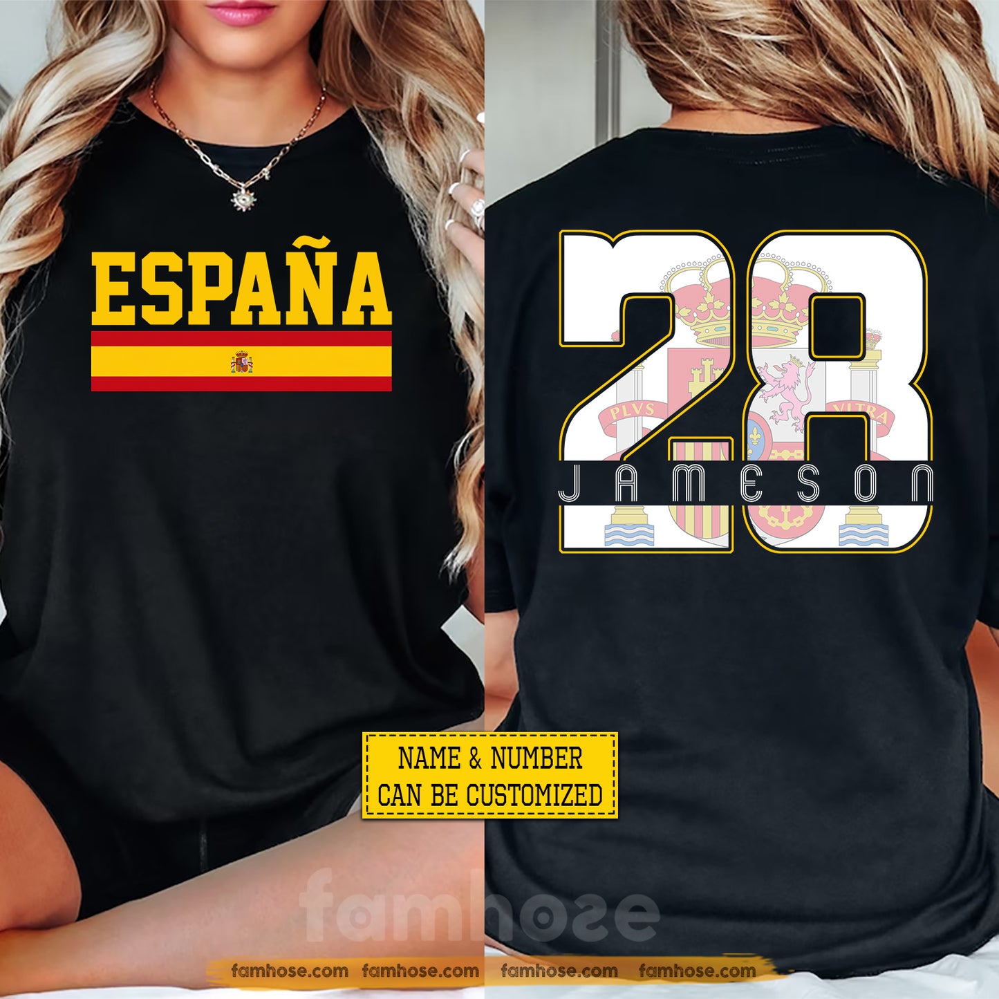 Personalized Spain Soccer Team Two-sided T-shirt, Viva España Sport Tees Gift For Soccer Lover