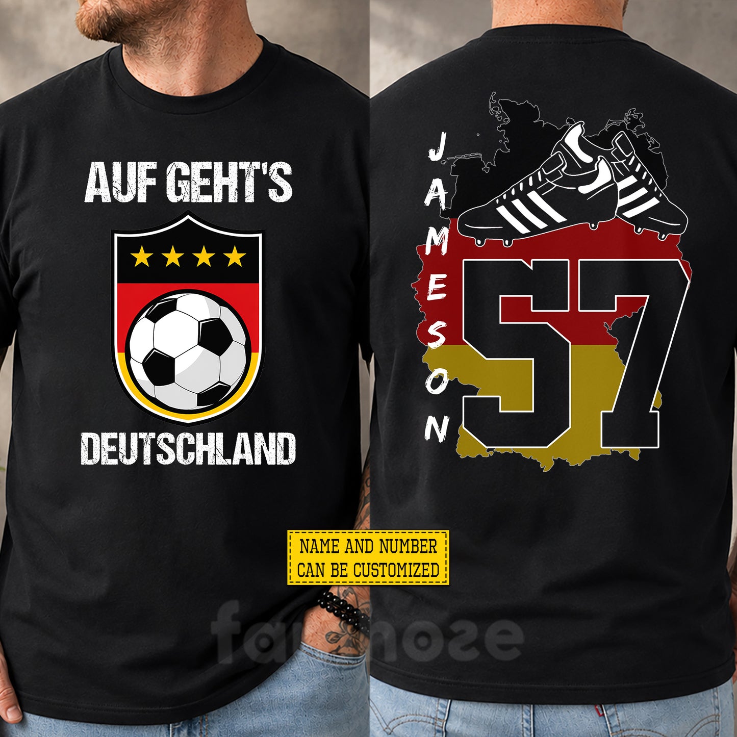 Personalized Germany Soccer Team Two-sided T-shirt, Auf Geht's Deutschland Sport Tees Gift For Soccer Lover