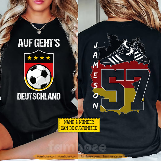 Personalized Germany Soccer Team Two-sided T-shirt, Auf Geht's Deutschland Sport Tees Gift For Soccer Lover