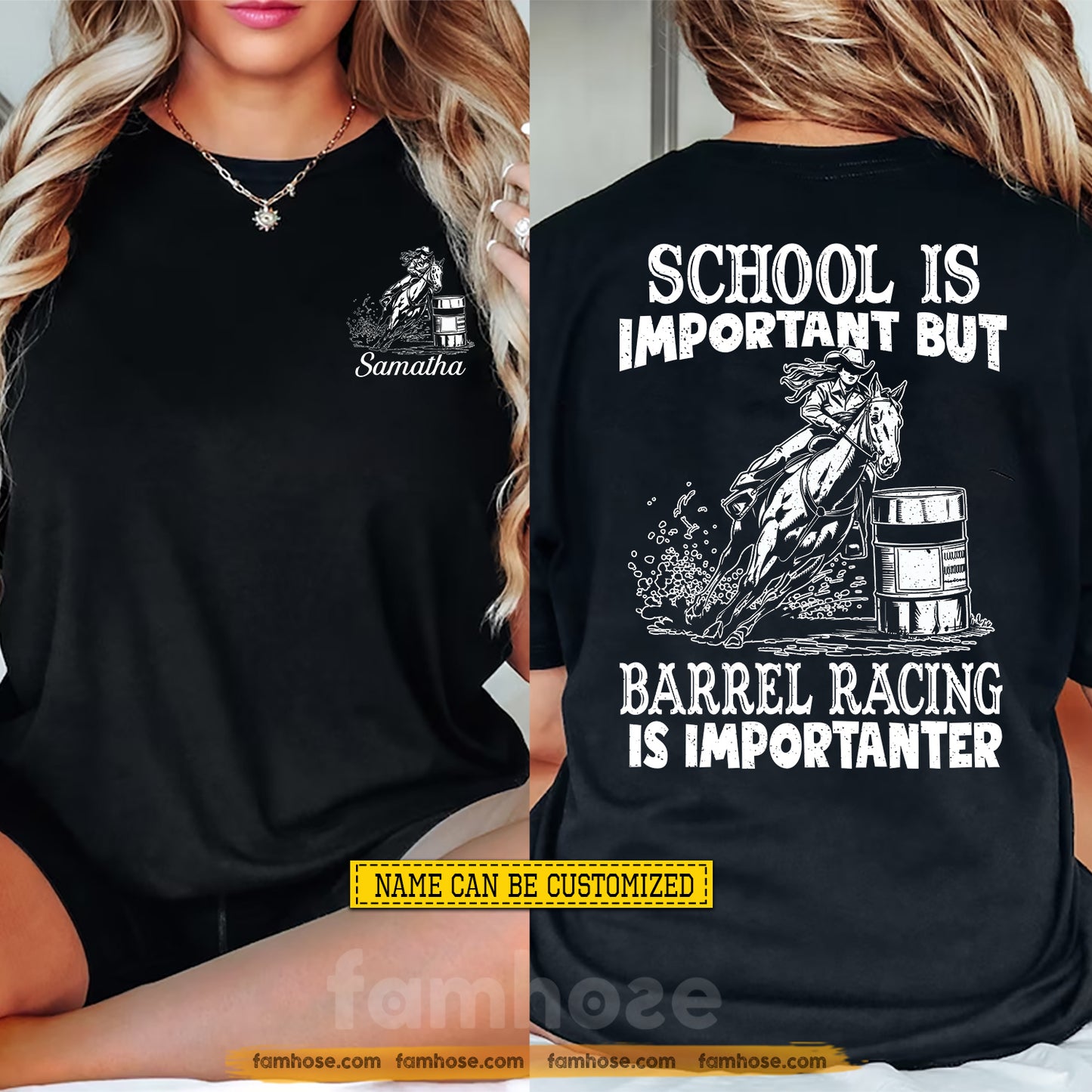 Funny Personalized Barrel Racing First Day Of School Two-sided T-shirt, School Is Important Back To School Tees, Student Gift For Barrel Racing Lover