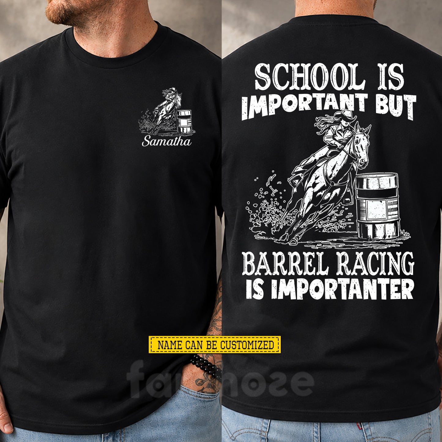 Funny Personalized Barrel Racing First Day Of School Two-sided T-shirt, School Is Important Back To School Tees, Student Gift For Barrel Racing Lover