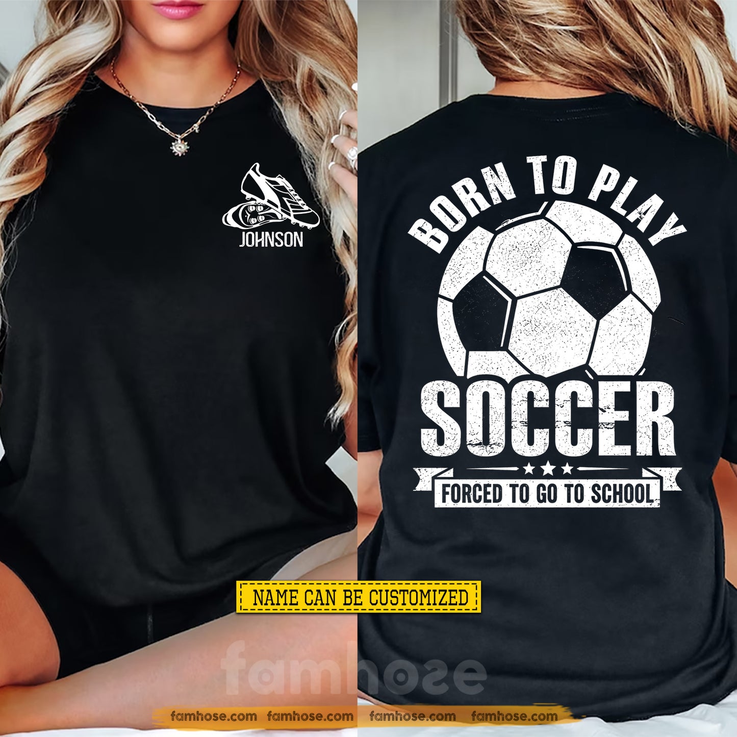 Personalized Soccer First Day Of School Two-sided T-shirt, Born To Play Soccer Back To School Sport Tees, Student Gift For Soccer Lover