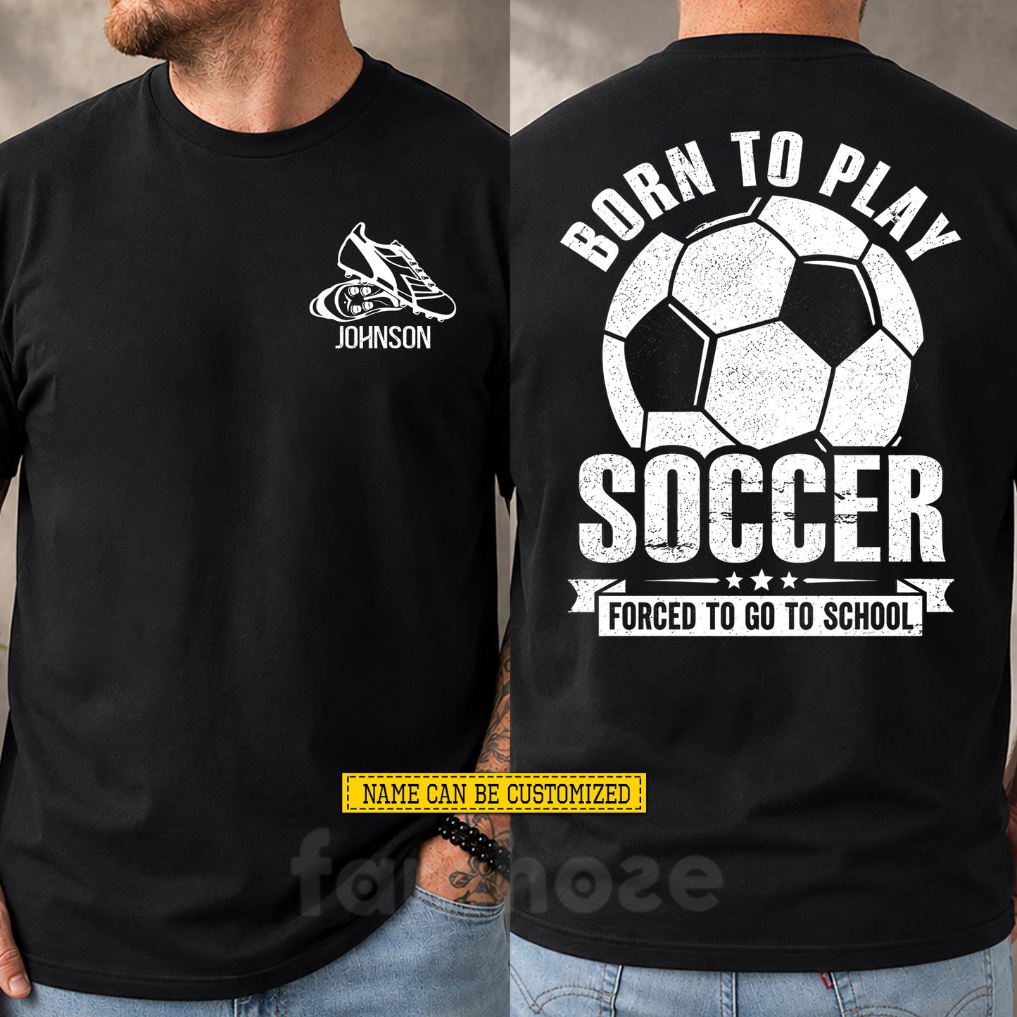 Personalized Soccer First Day Of School Two-sided T-shirt, Born To Play Soccer Back To School Sport Tees, Student Gift For Soccer Lover