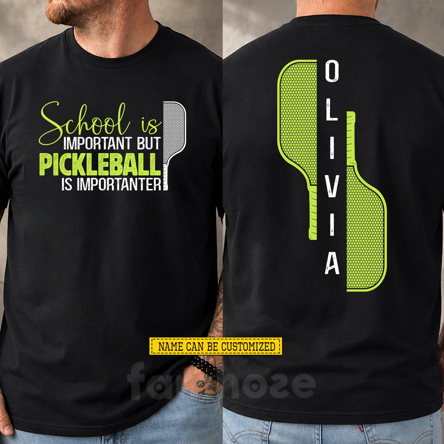 Funny Personalized Pickleball First Day Of School Two-sided T-shirt, School Is Important Back To School Sport Tees, Student Gift For Pickleball Lover