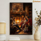 An Evening by the Hearth with Loved Ones Christmas Canvas Painting, Xmas Wall Art Decor - Christmas Poster Gift