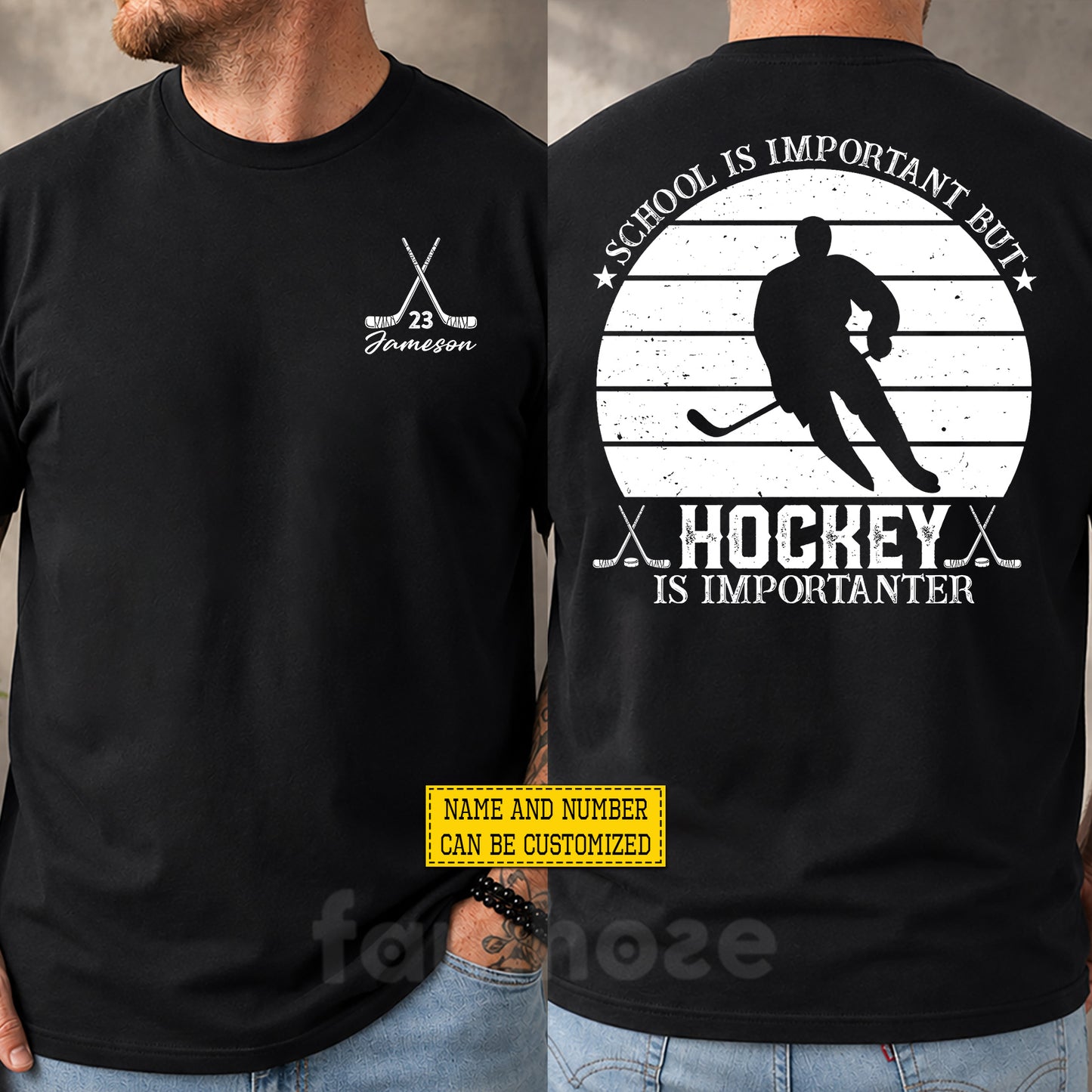 Personalized Hockey First Day Of School Two-sided T-shirt, School Is Important Back To School Tees, Student Gift For Hockey Lover