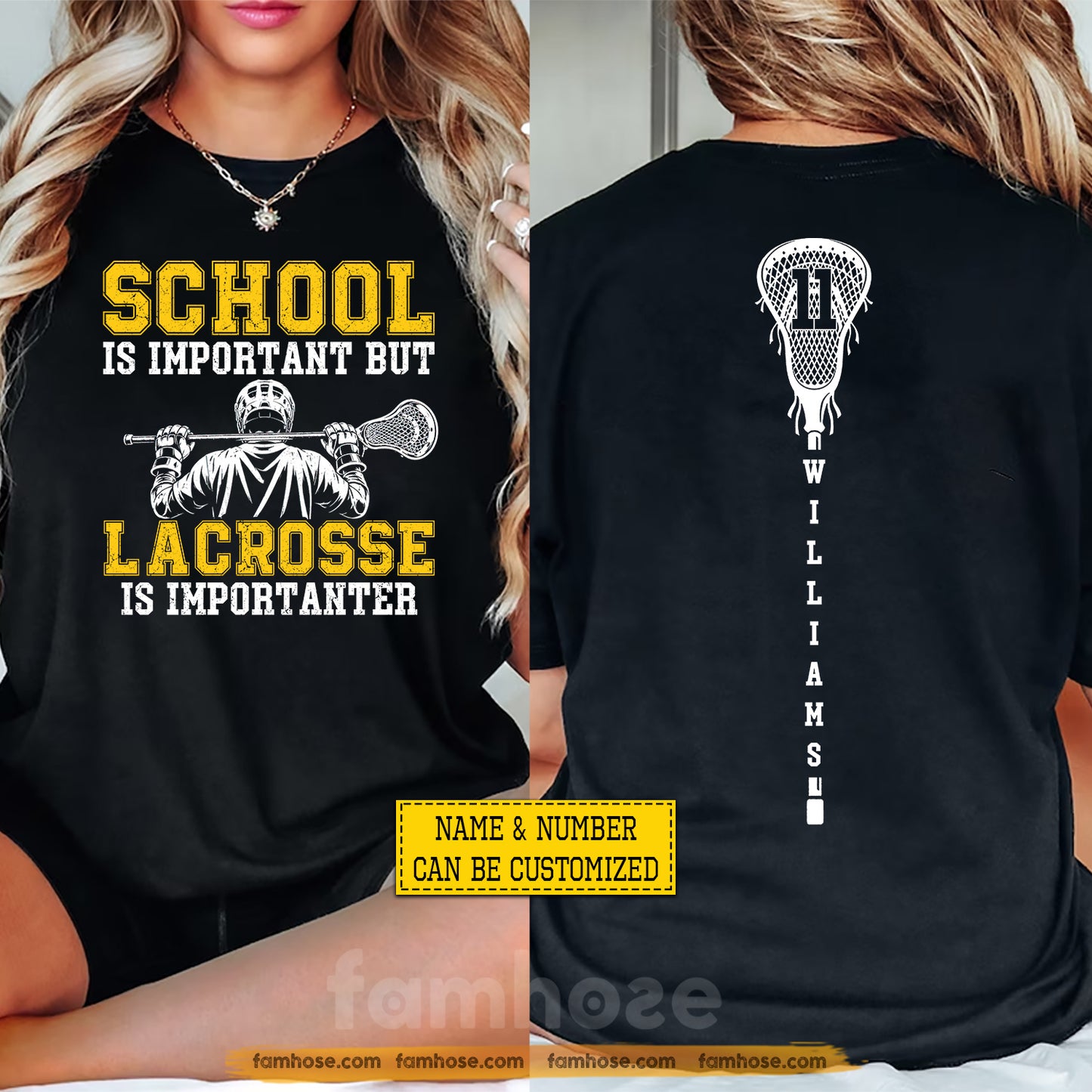 Personalized Lacrosse Back To School Two-sided T-shirt, School Is Important Tees School Gift For Lacrosse Lover
