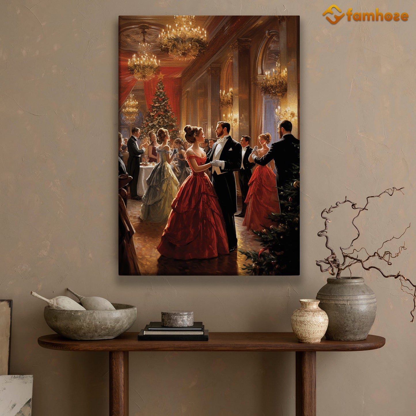 A Grand Christmas Ball An Evening of Elegance and Revelry, Victorian Christmas Canvas Painting, Xmas Wall Art Decor - Christmas Poster Gift