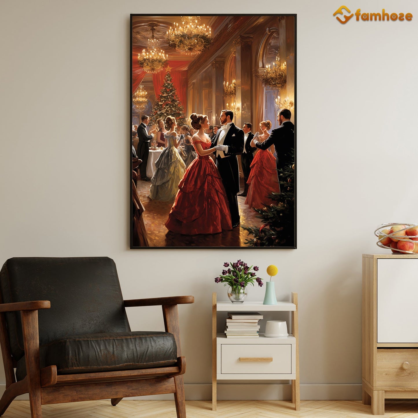 A Grand Christmas Ball An Evening of Elegance and Revelry, Victorian Christmas Canvas Painting, Xmas Wall Art Decor - Christmas Poster Gift