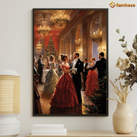 A Grand Christmas Ball An Evening of Elegance and Revelry, Victorian Christmas Canvas Painting, Xmas Wall Art Decor - Christmas Poster Gift