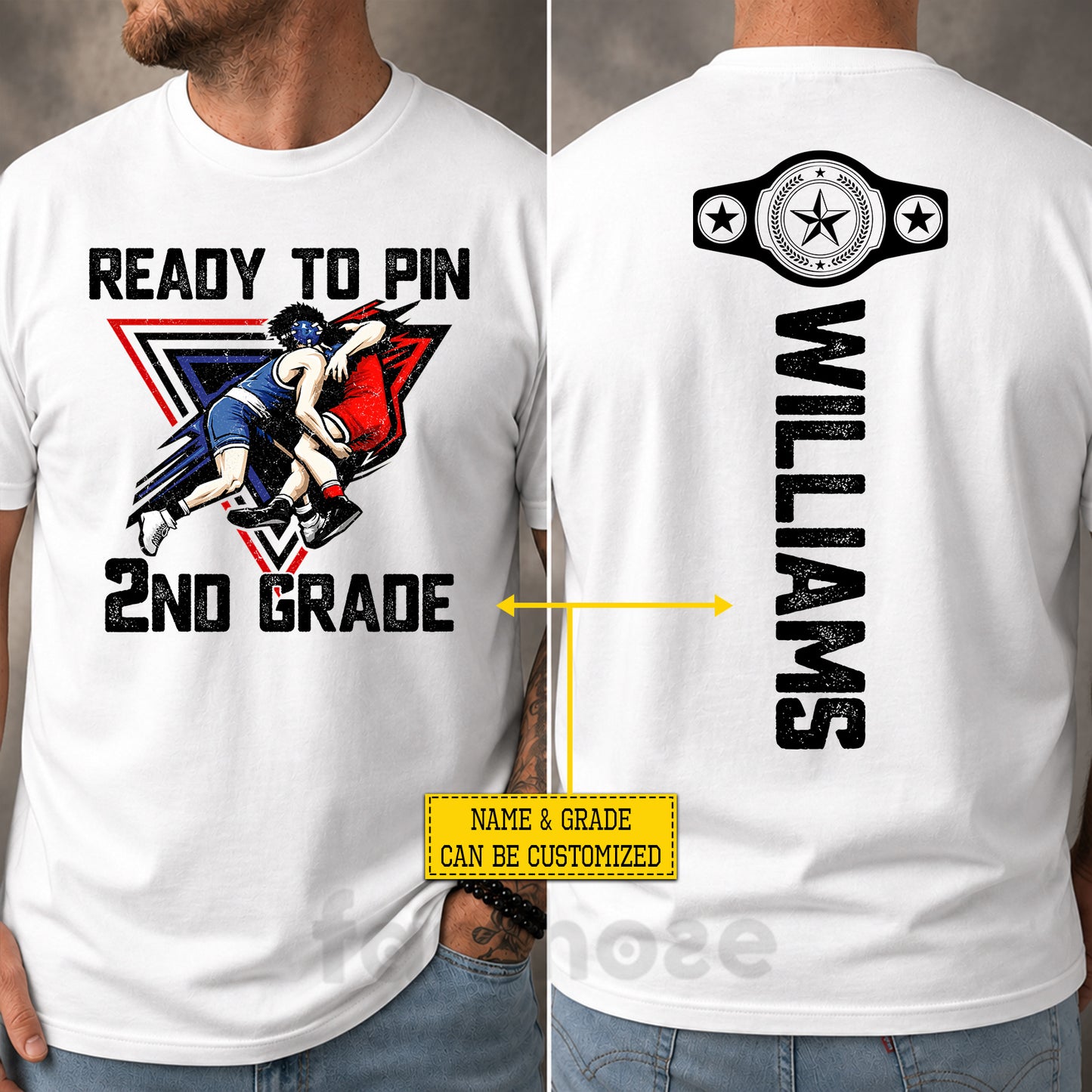 Personalized Wrestling Back To School Two-sided T-shirt, Ready To Pin Tees School Gift For Wrestling Lover