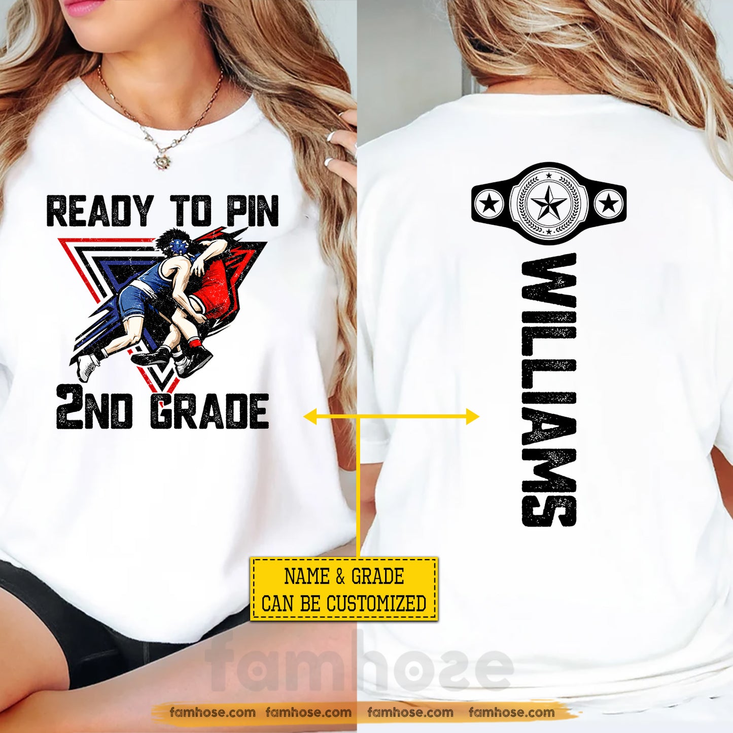 Personalized Wrestling Back To School Two-sided T-shirt, Ready To Pin Tees School Gift For Wrestling Lover