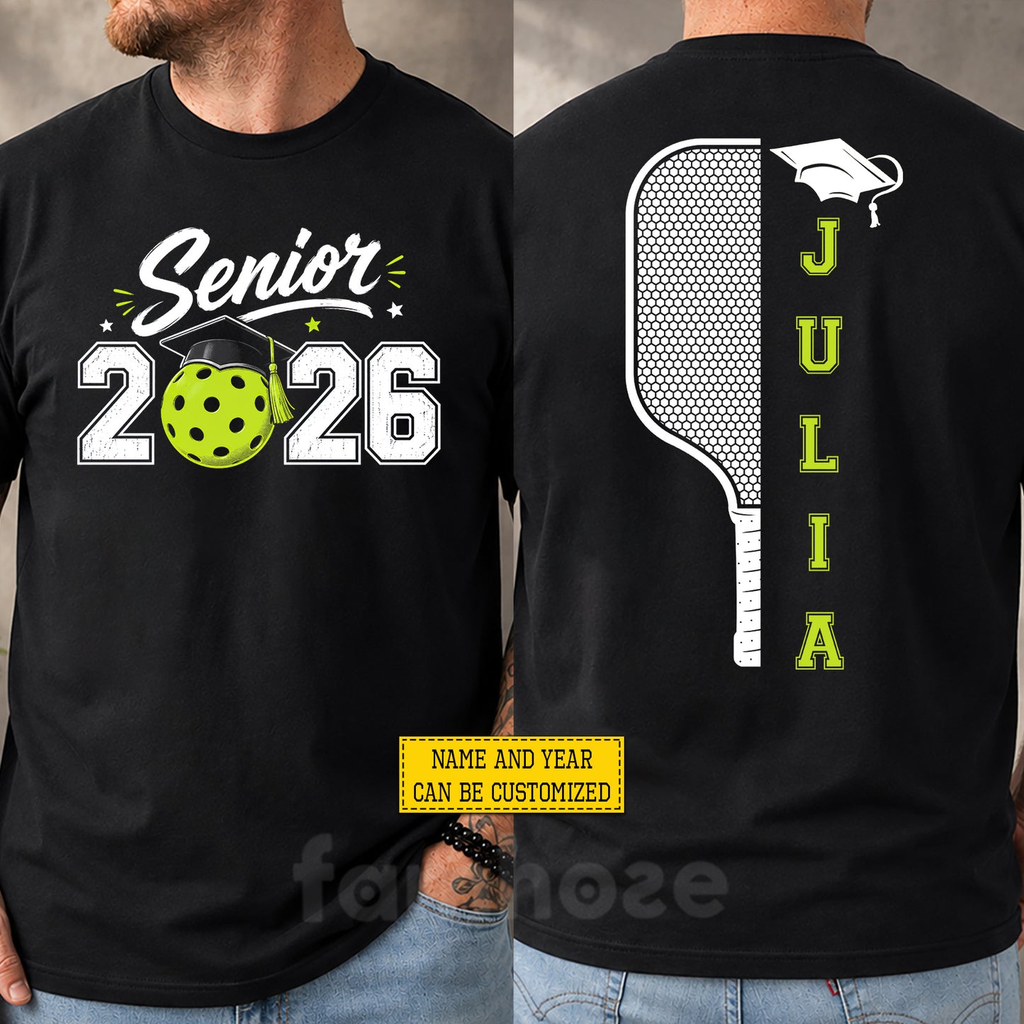 Personalized Senior 2026 Pickleball Two-sided T-shirt, Senior Status Unlocked Pickleball Graduation Sport Tees Graduation Gift For Pickleball Lover