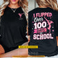 Funny Personalized Gymnastic Girl Two-sided T-shirt, I Flipped Over 100 Days Of School Tees Back To School Gift For Gymnastics Lover
