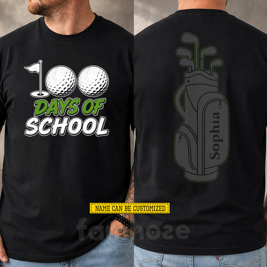 Personalized Golf First Day Of School Two-sided T-shirt, 100 Days Of School Back To School Sport Tees, Student Gift For Golf Lover