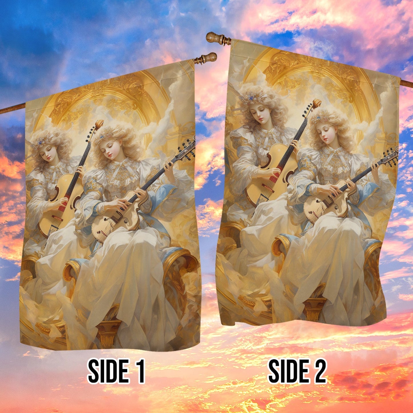 Divine Duet Of The Yuletide, Angel Xmas Garden Flag & House Flag, Christmas Flag Gift For Angel Lovers