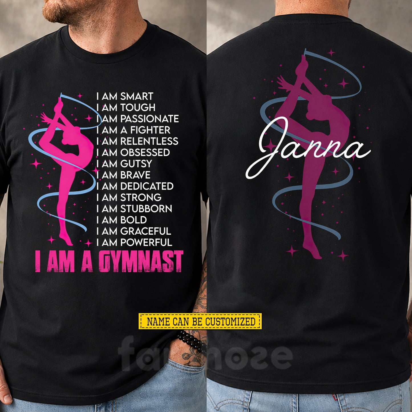 Personalized Gymnastics Girl Two-sided T-shirt, I Am A Gymnast Tees Gift For Gymnastics Lover