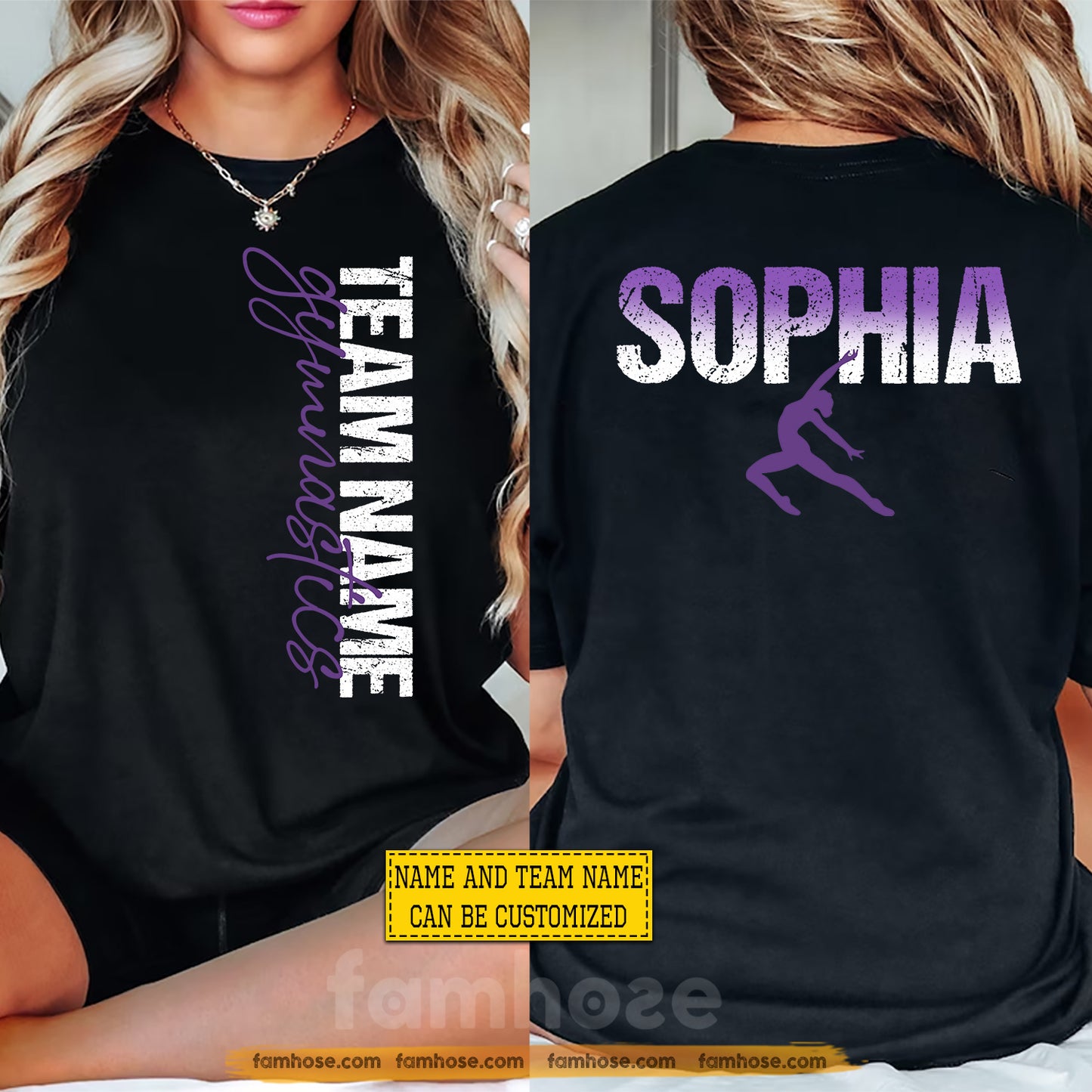 Personalized Gymnastics Girl Two-sided T-shirt, Built for Balance Born to Fly Sport Tees Gift For Gymnastics Lover
