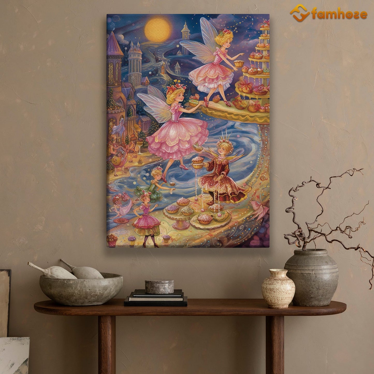 A Dance of Desserts and Delight in a Fairyland Night Christmas Canvas Painting, Xmas Wall Art Decor - Christmas Poster Gift