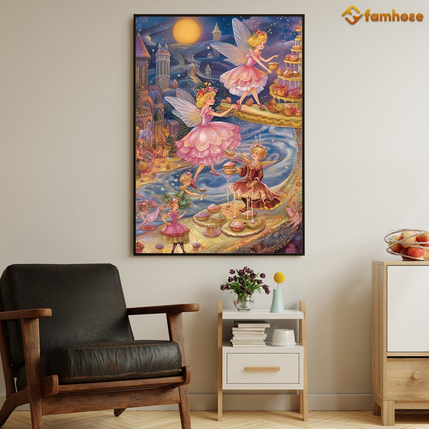 A Dance of Desserts and Delight in a Fairyland Night Christmas Canvas Painting, Xmas Wall Art Decor - Christmas Poster Gift