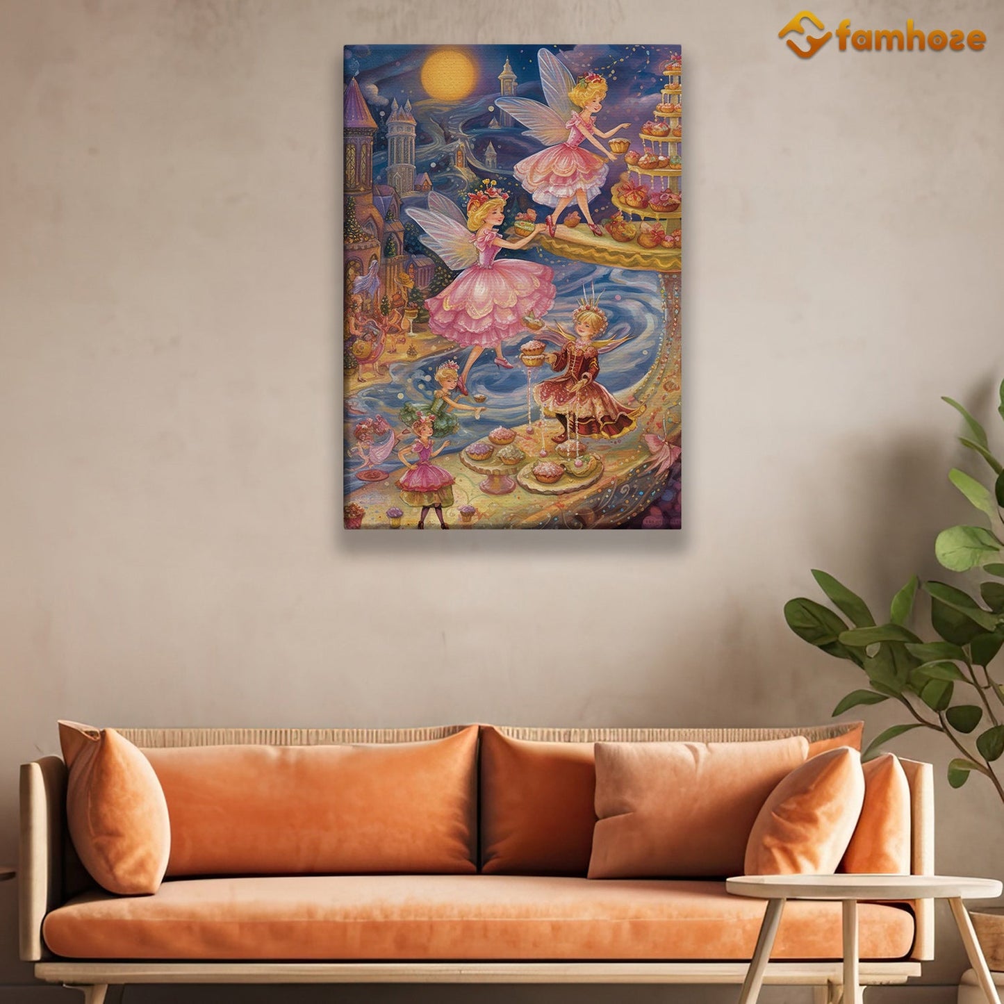 A Dance of Desserts and Delight in a Fairyland Night Christmas Canvas Painting, Xmas Wall Art Decor - Christmas Poster Gift