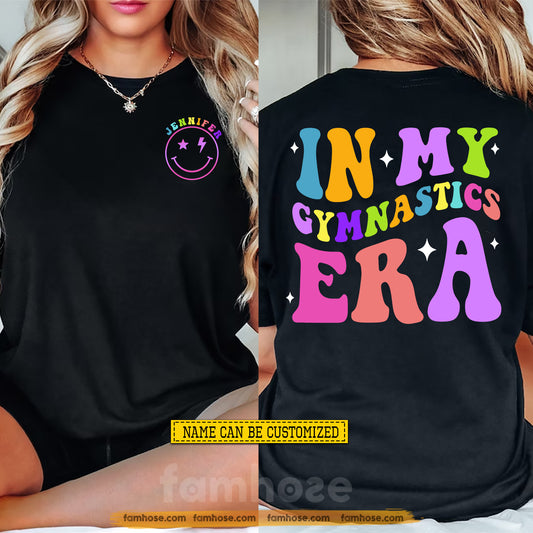 Personalized Gymnastics Girl Two-sided T-shirt, In My Gymnast Era Sport Tees Gift For Gymnastics Lover