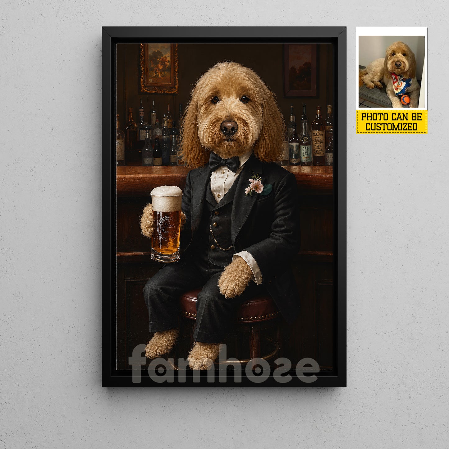 Personalized Dog & Beer Canvas Painting, Every Dog Deserves a Pint Wall Art Decor, Poster Gift For Dog & Beer Lover