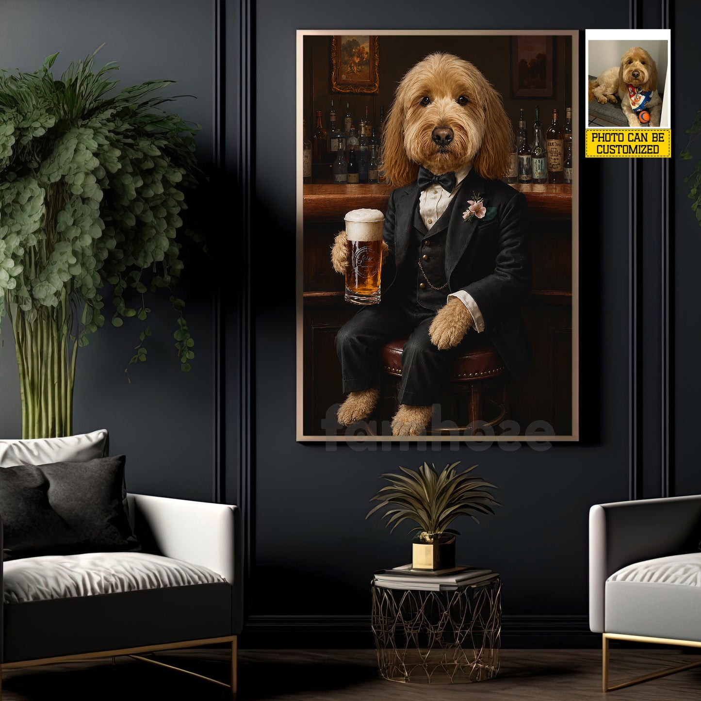 Personalized Dog & Beer Canvas Painting, Every Dog Deserves a Pint Wall Art Decor, Poster Gift For Dog & Beer Lover